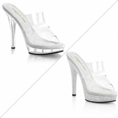 Fabulicious LIP102/C/M Clear & Decorated Platform Mule